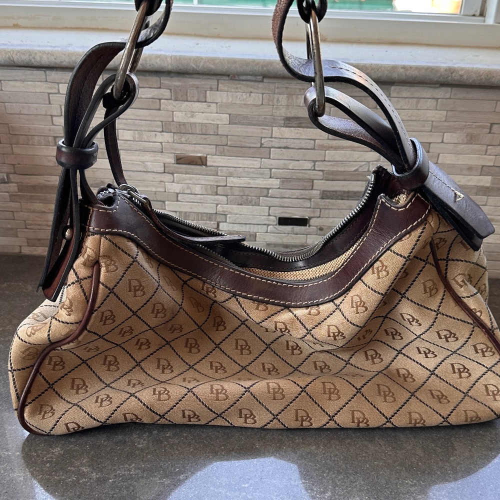 DOONEY and BOURKE Signature Hobo Quilt Square Monogram Bag